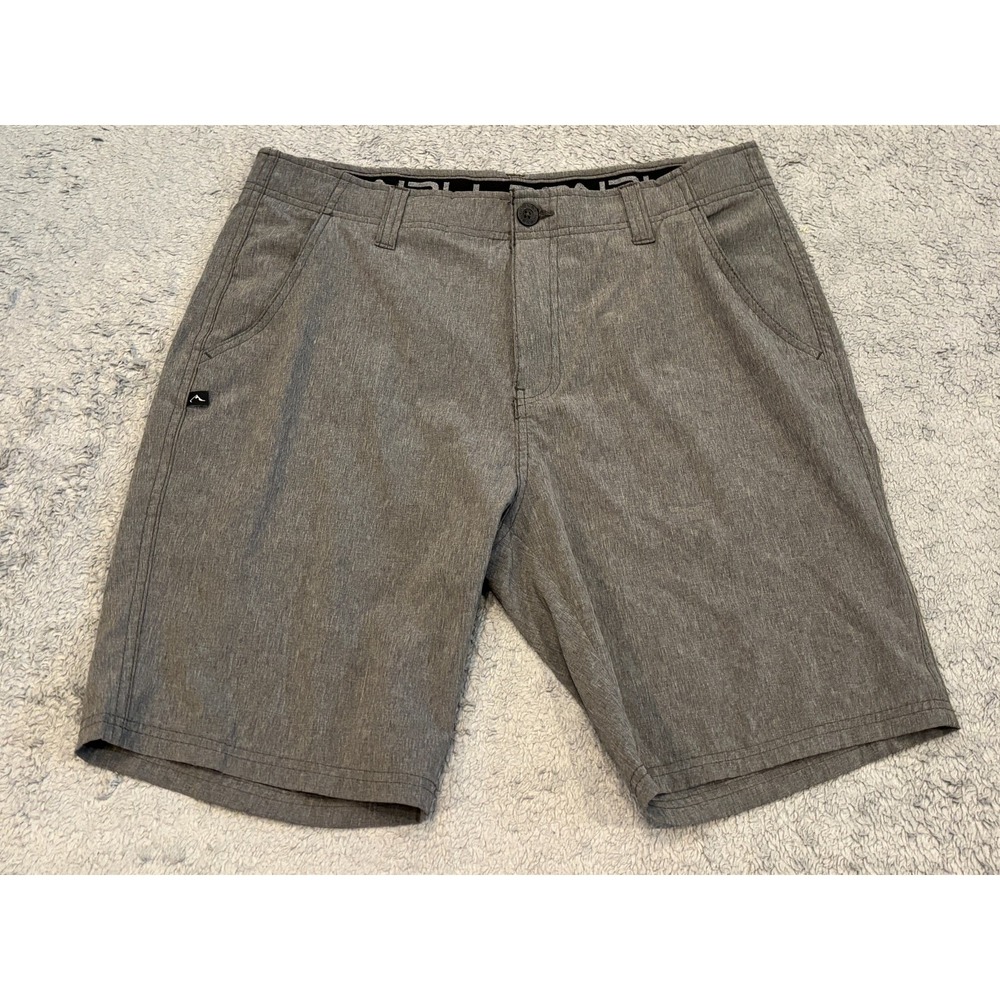 Denali Short Mens 32 (33) Gray Flat Front Stretch Hybrid Chino Outdoor Hiking